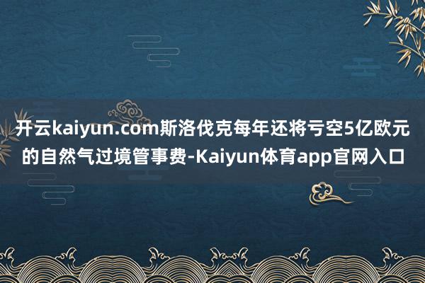 开云kaiyun.com斯洛伐克每年还将亏空5亿欧元的自然气过境管事费-Kaiyun体育app官网入口
