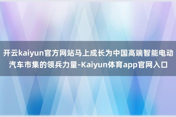 开云kaiyun官方网站马上成长为中国高端智能电动汽车市集的领兵力量-Kaiyun体育app官网入口