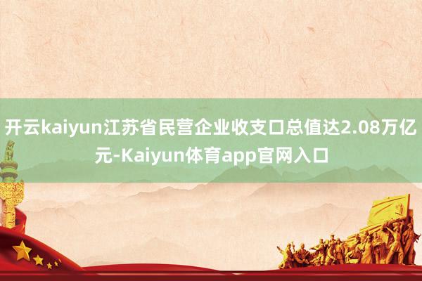 开云kaiyun江苏省民营企业收支口总值达2.08万亿元-Kaiyun体育app官网入口