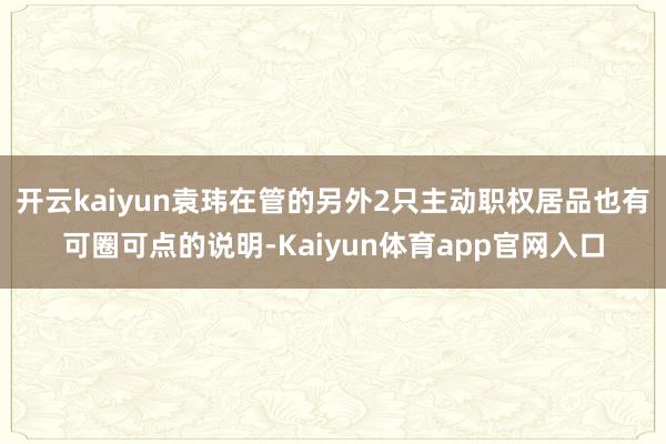 开云kaiyun袁玮在管的另外2只主动职权居品也有可圈可点的说明-Kaiyun体育app官网入口