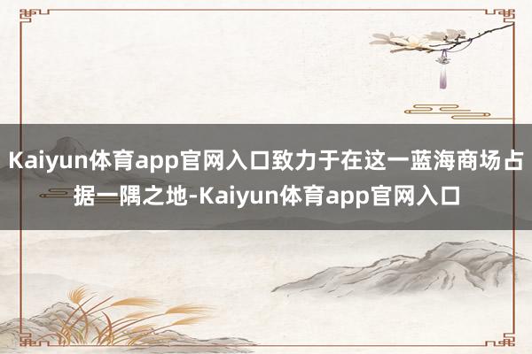 Kaiyun体育app官网入口致力于在这一蓝海商场占据一隅之地-Kaiyun体育app官网入口